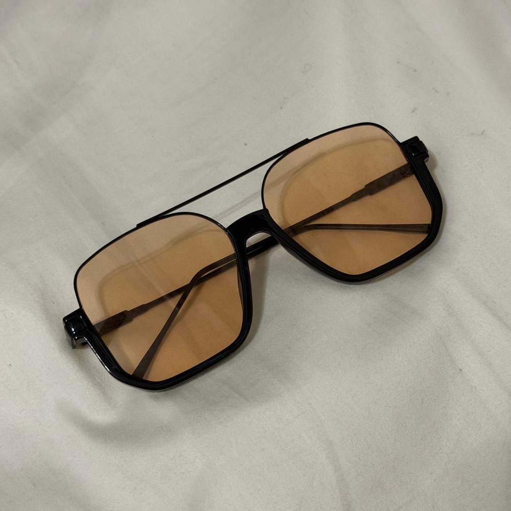 Black Square Sunglasses with Amber Lenses